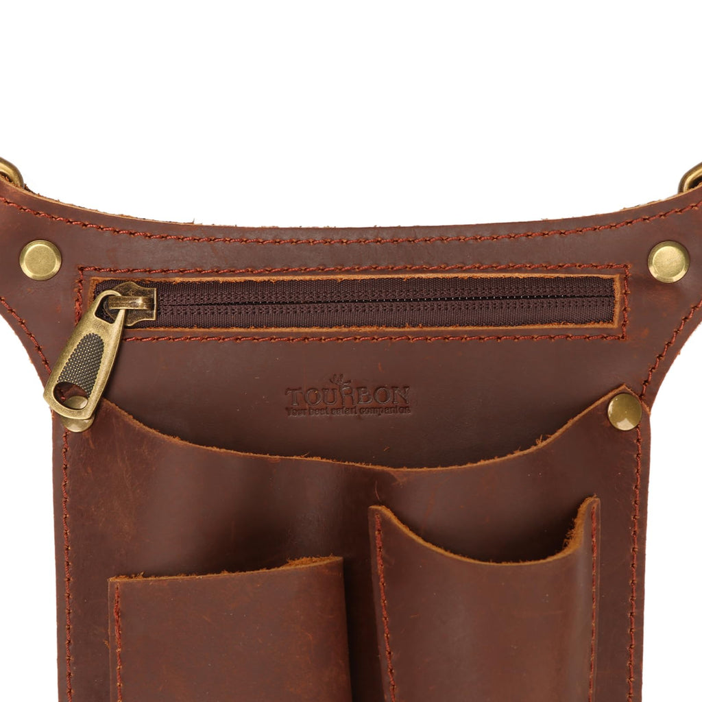 Brown Leather Gardening Tool Belt with 4 Pockets M2326