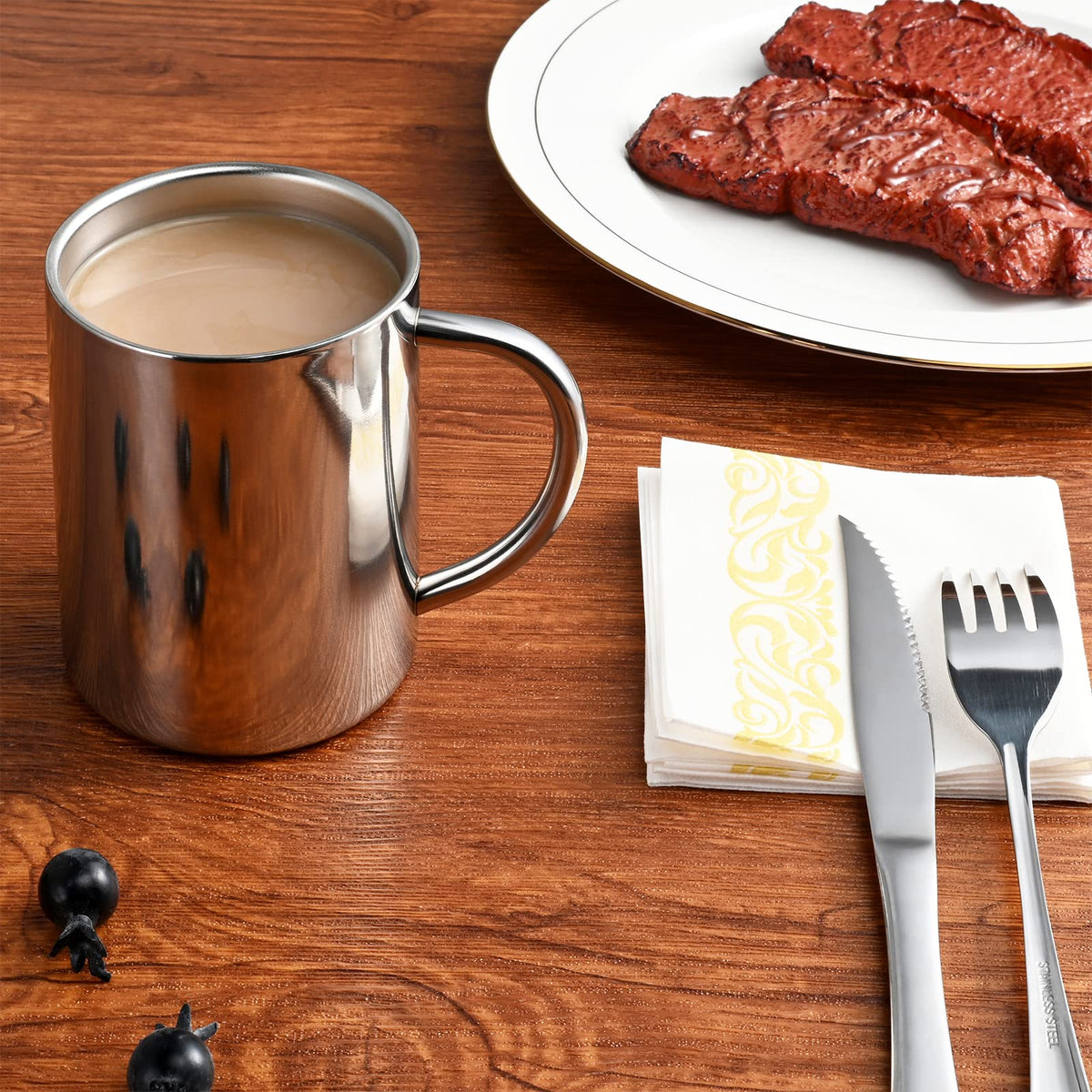 400ml Insulated Stainless Steel Coffee Mug Set of 2 B976