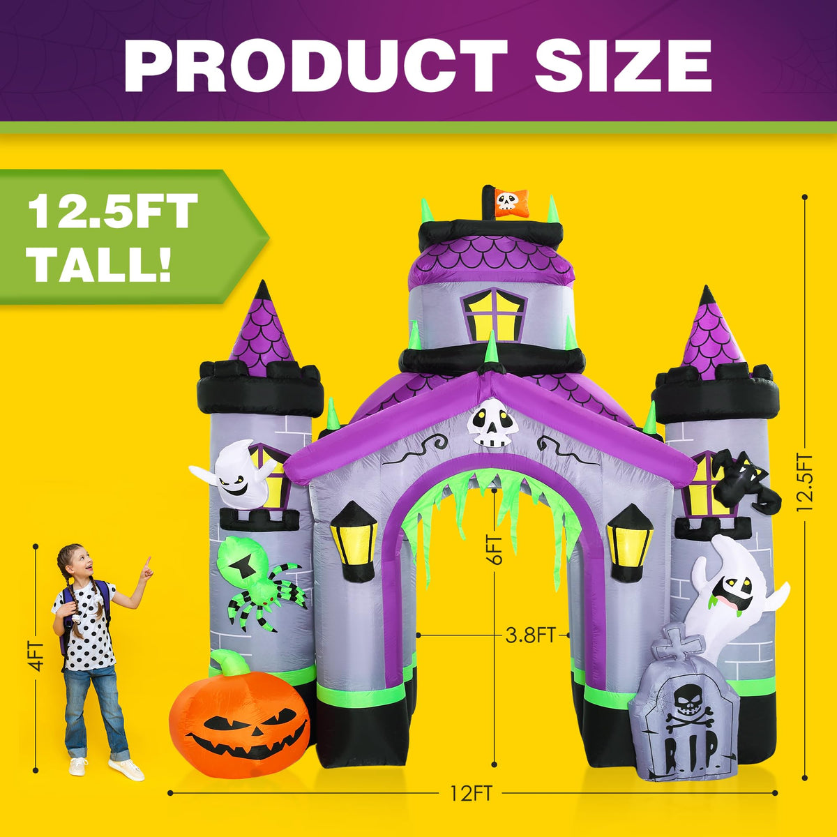 Giant 12.5 FT Halloween Inflatables Archway Outdoor Decorations A87710