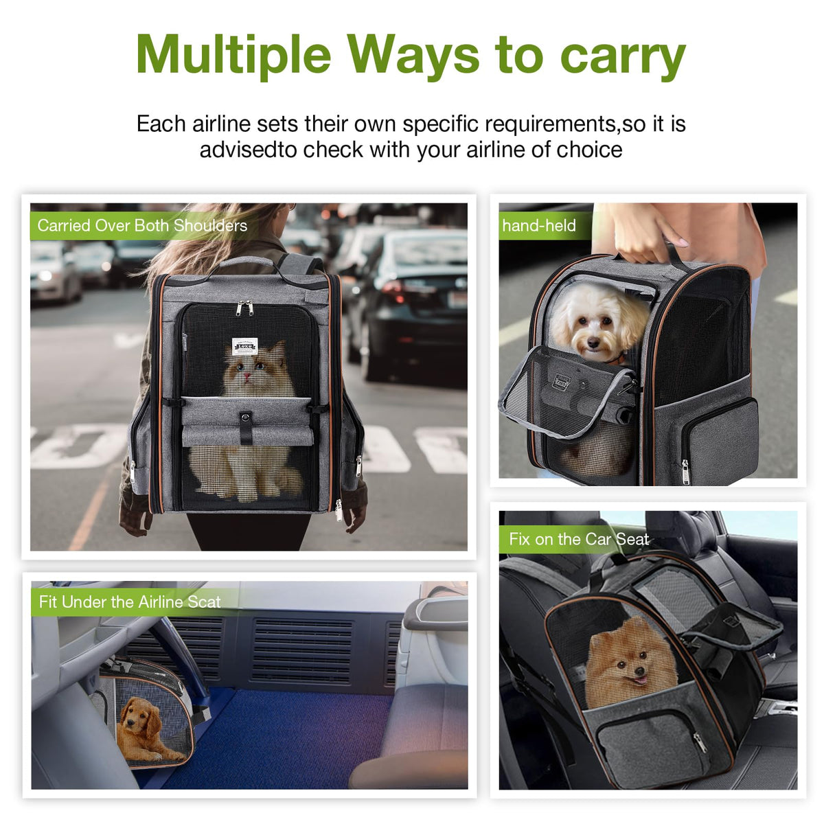 Expandable Cat Carrier Backpack with Sun Shade G8854