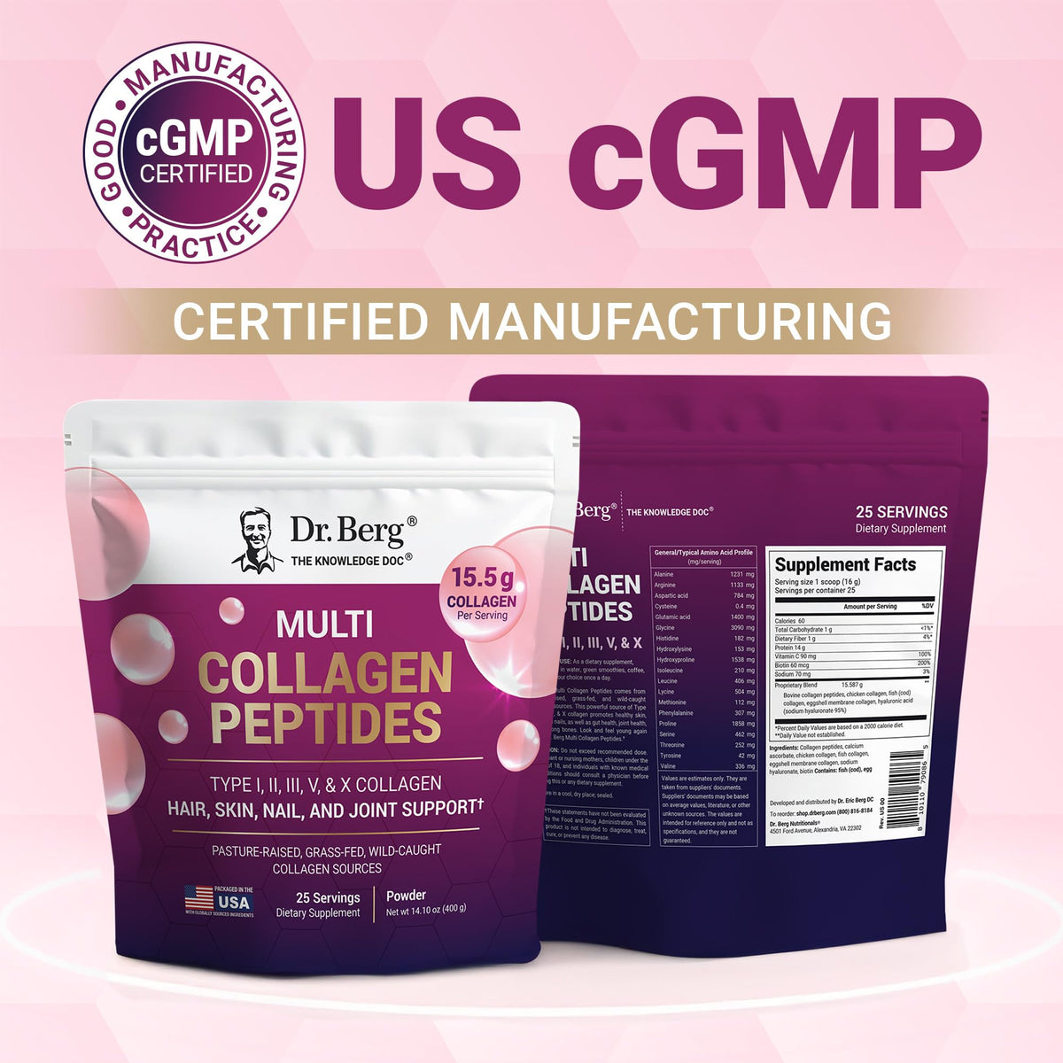 Unflavored Multi Collagen Peptides Powder 25 Servings G734