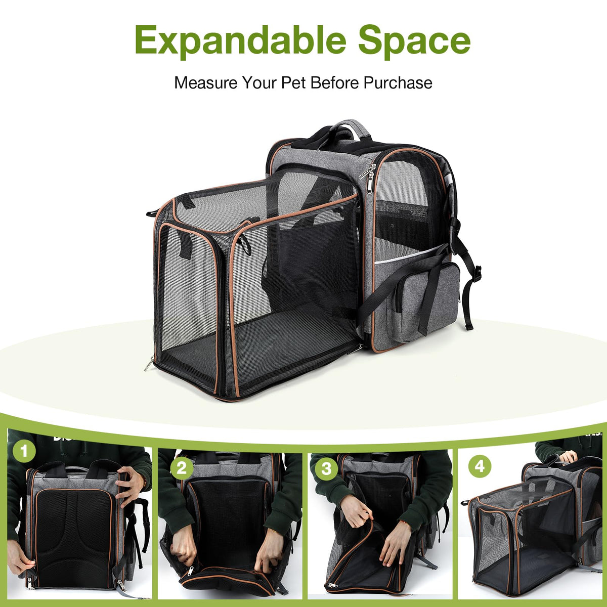 Expandable Cat Carrier Backpack with Sun Shade G8854