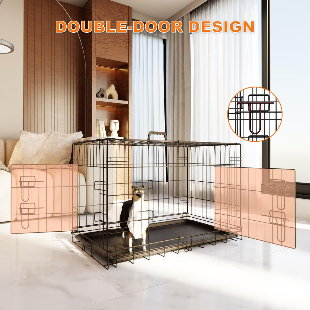 Foldable Metal Wire Dog Crate with Divider 48 Inch Z23881