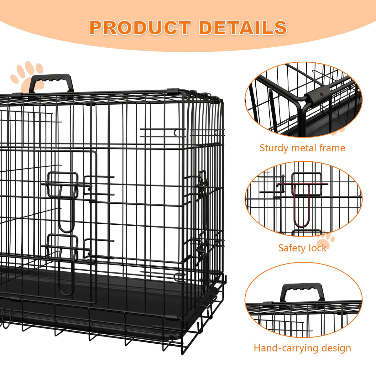 Foldable Metal Wire Dog Crate with Divider 48 Inch Z23881