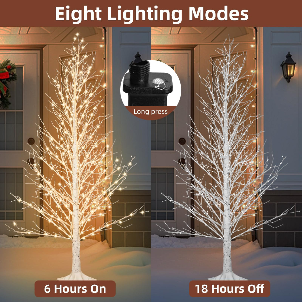 6FT LED Lighted Birch Tree with Timer IP44 Waterproof H9799