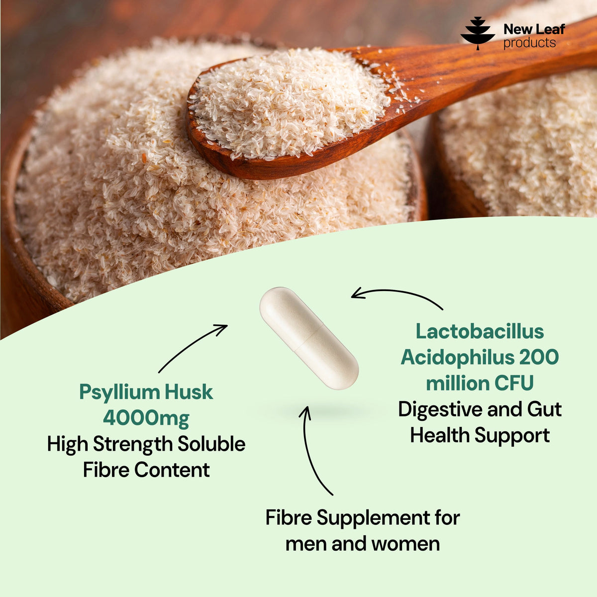 Psyllium Husk Capsules with Acidophilus Fibre Supplement I46783