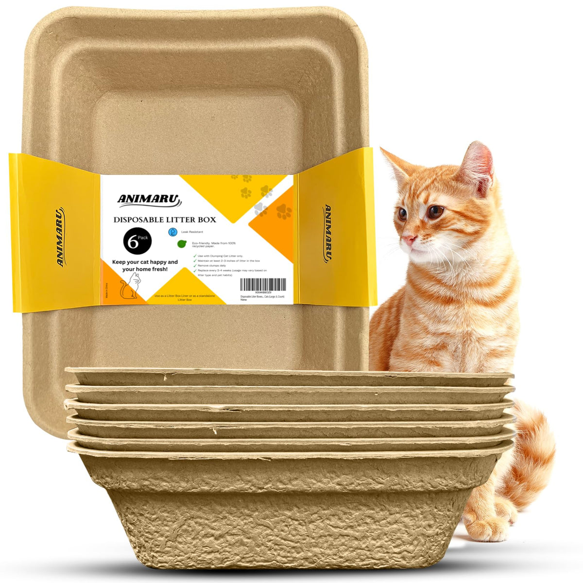 Disposable Litter Boxes Brown Large 6-Pack G147179