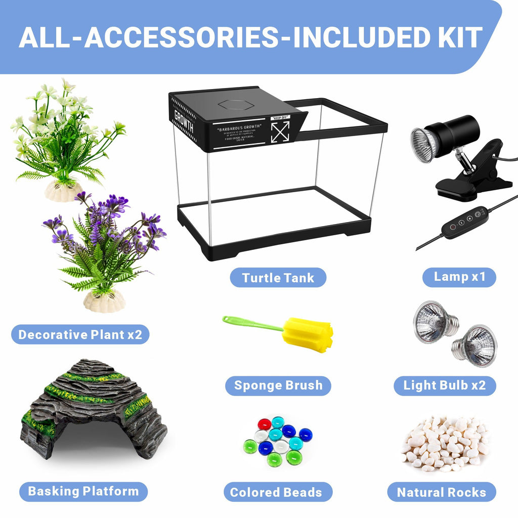 Mini Turtle Tank Kit with Adjustable Lamp and Lid P224333