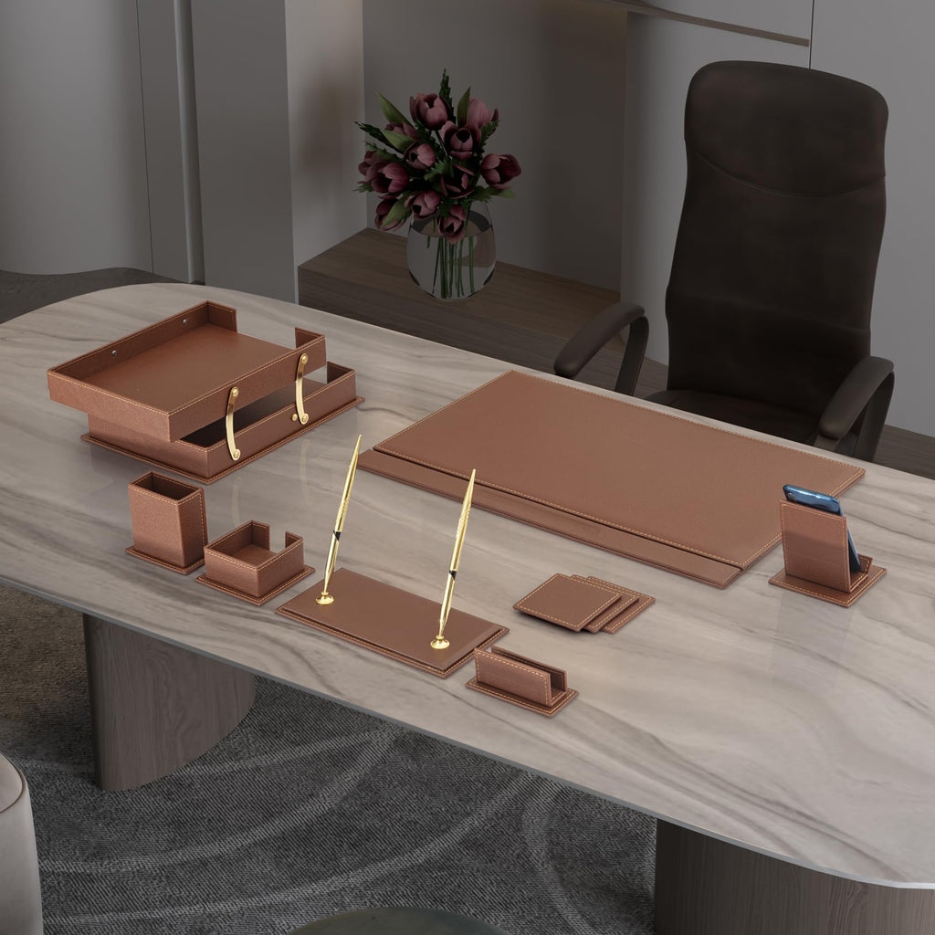 12-Piece Leather Desk Organizer Set P966