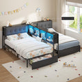 Black Twin Metal Platform Bed with Storage A910688
