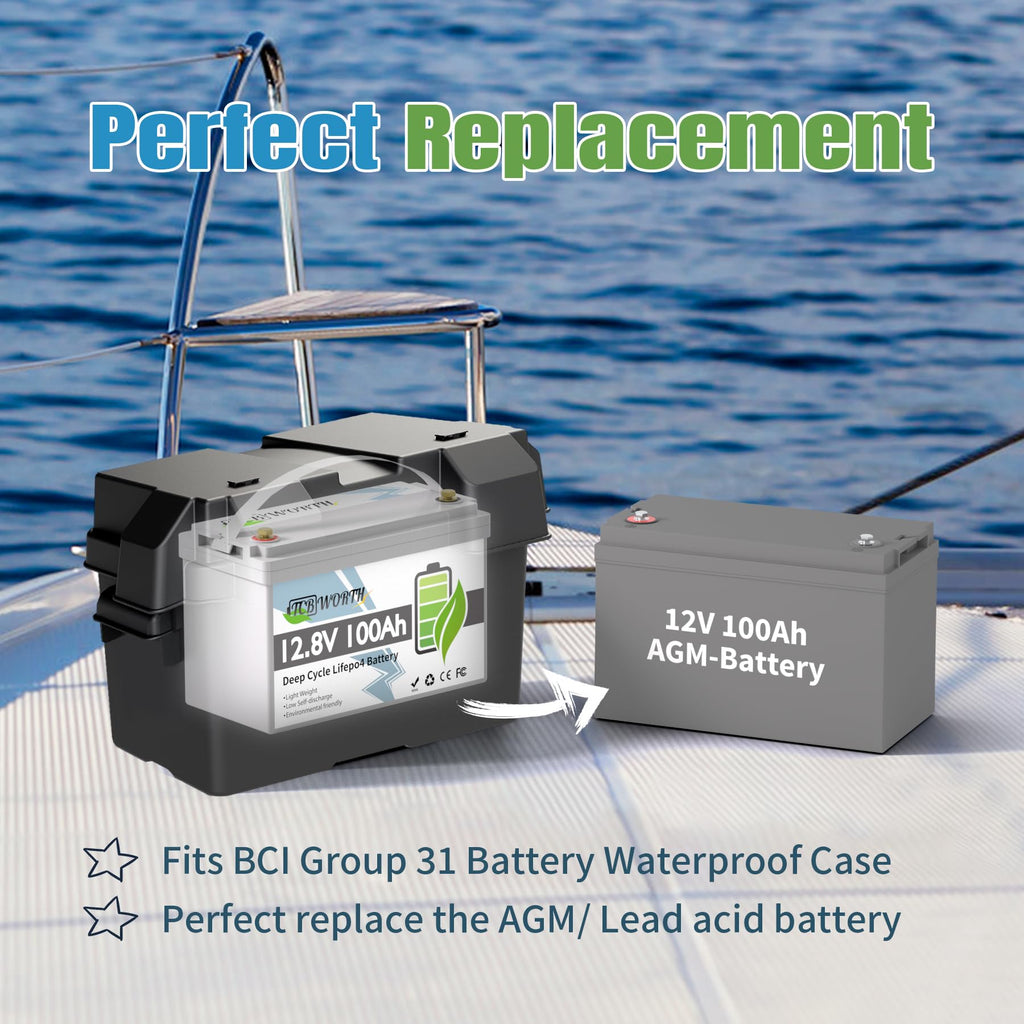 12V 100Ah LiFePO4 Deep Cycle Lithium Battery with 100A BMS G977645