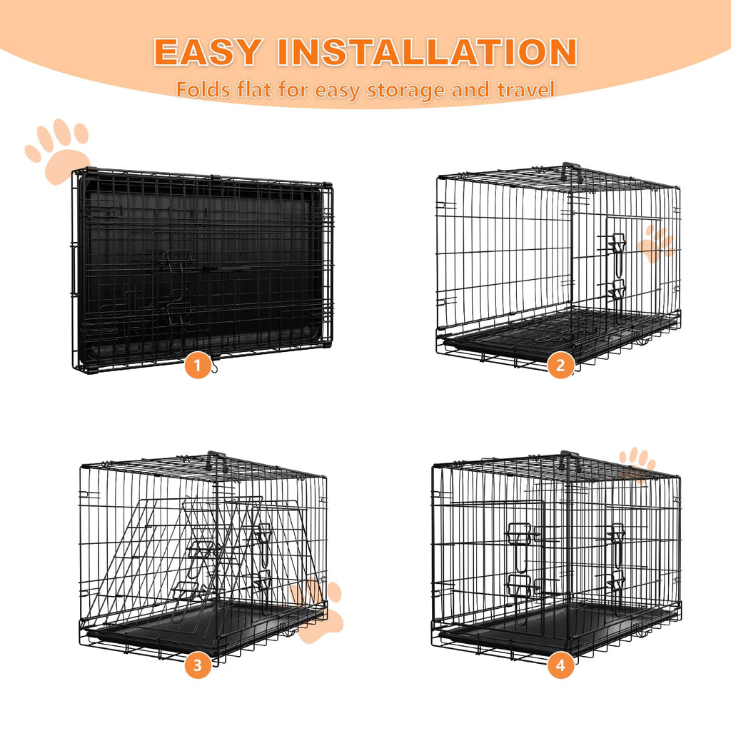 Foldable Metal Wire Dog Crate with Divider 48 Inch Z23881