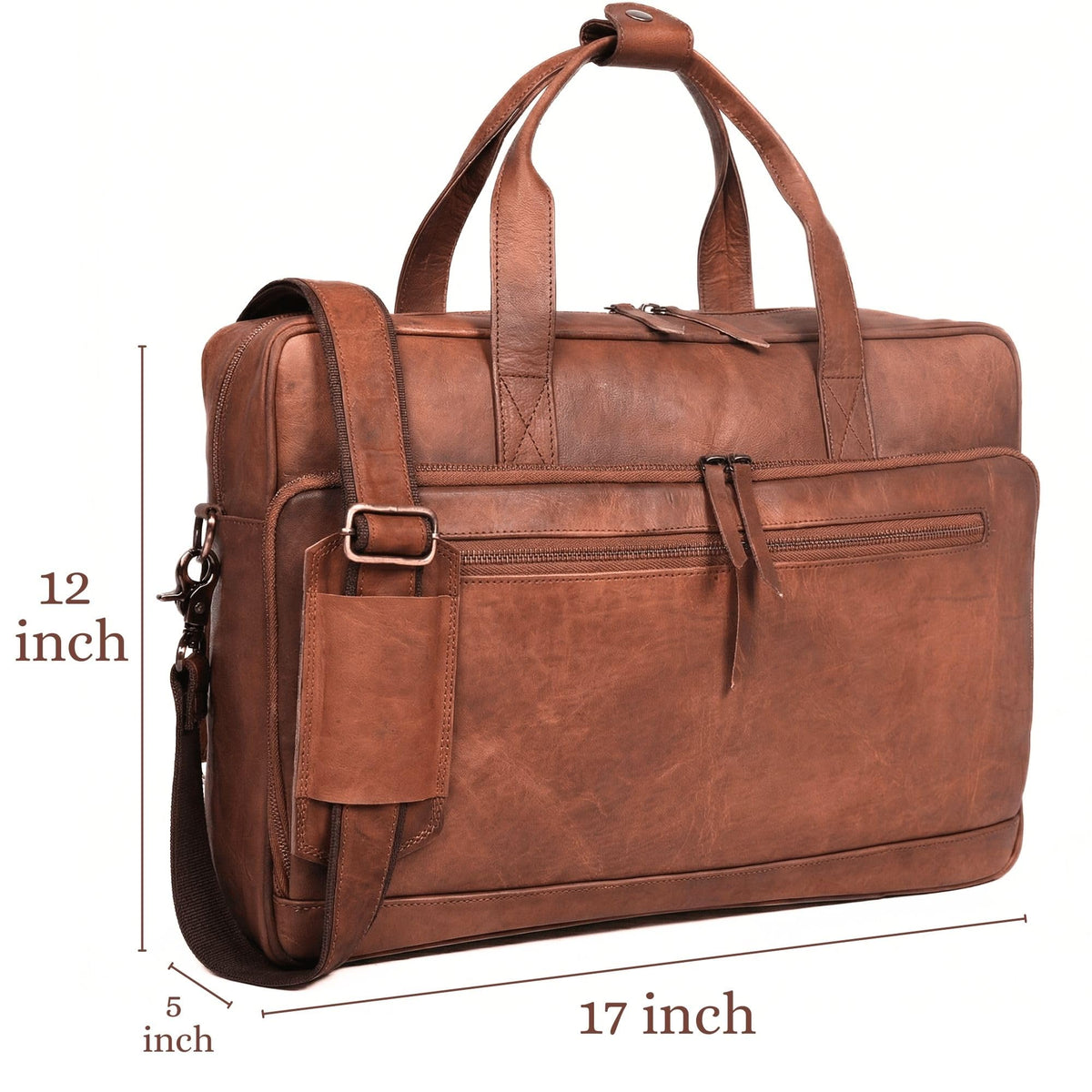 Brown 17-inch Genuine Leather Laptop Briefcase B8672
