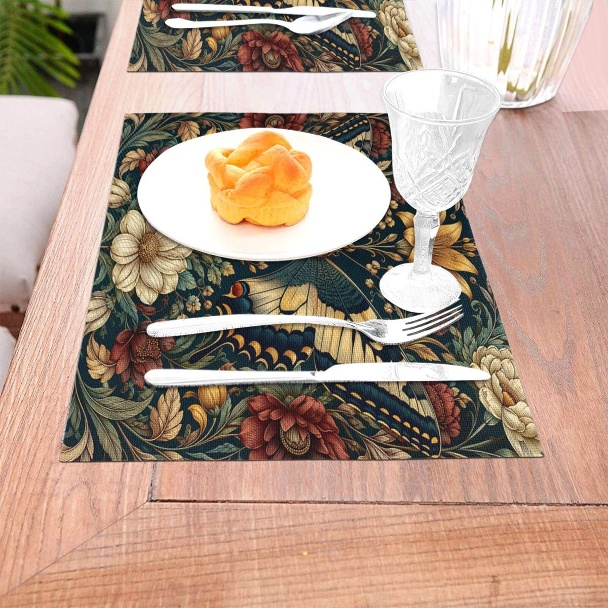 Vintage Butterfly Floral Woven Placemat 12X18 in O288