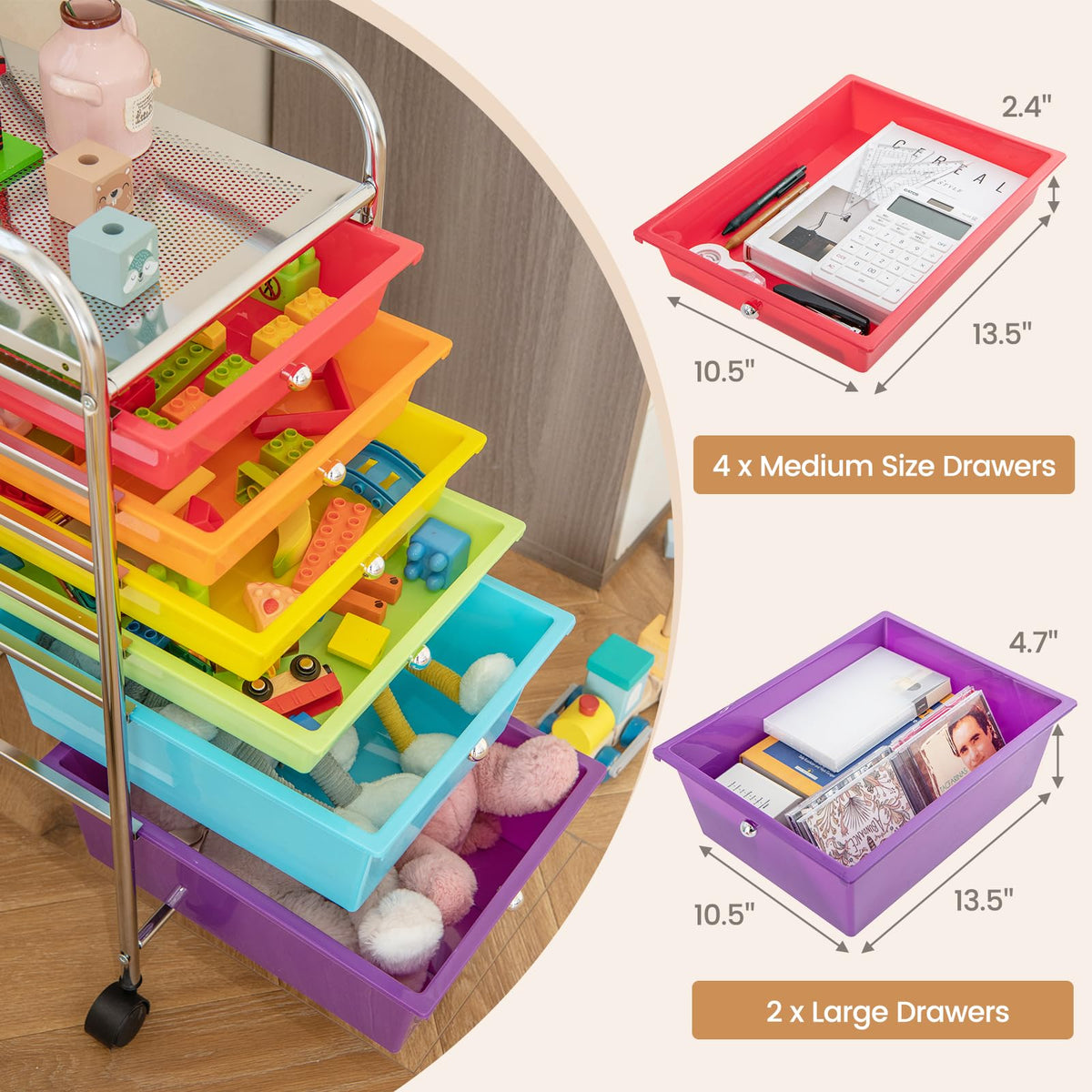 6 Drawer Rolling Storage Cart D78451