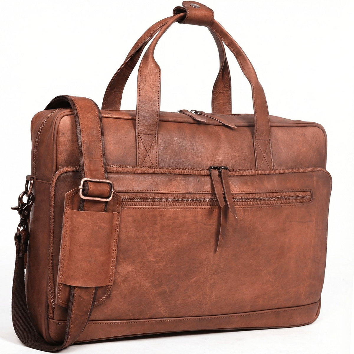 Brown 17-inch Genuine Leather Laptop Briefcase B8672