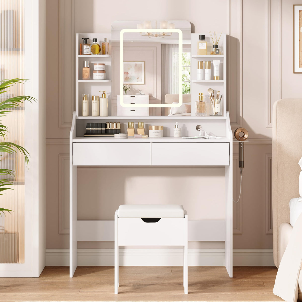 Vanity Desk with Lighted Mirror P178818