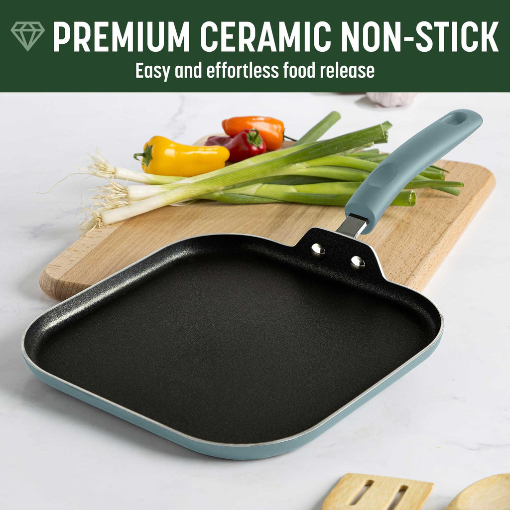 Turquoise 12-Piece Ceramic Nonstick Cookware Set I8749