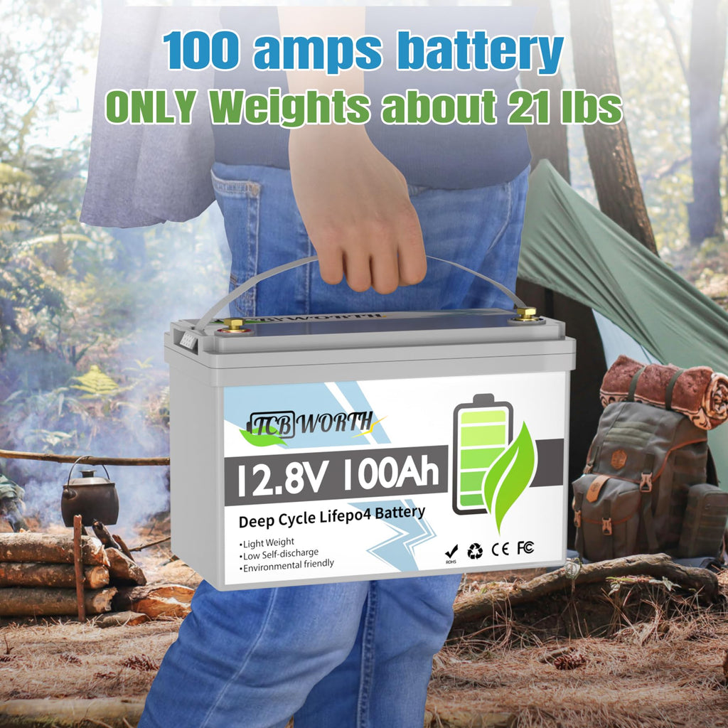 12V 100Ah LiFePO4 Deep Cycle Lithium Battery with 100A BMS G977645