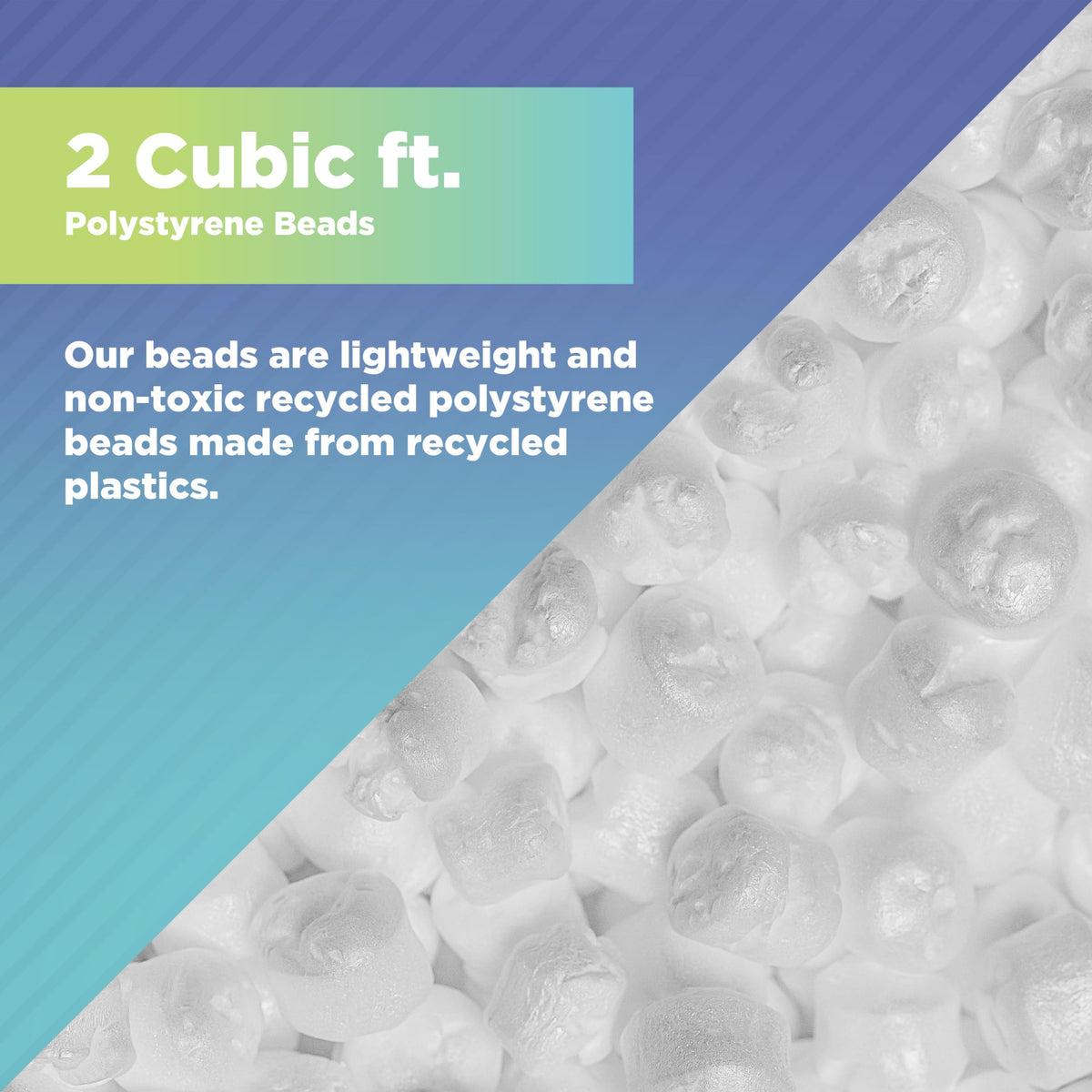 100% Recycled Polystyrene Bean Bag Filler Beads 2 Cubic ft. H4828