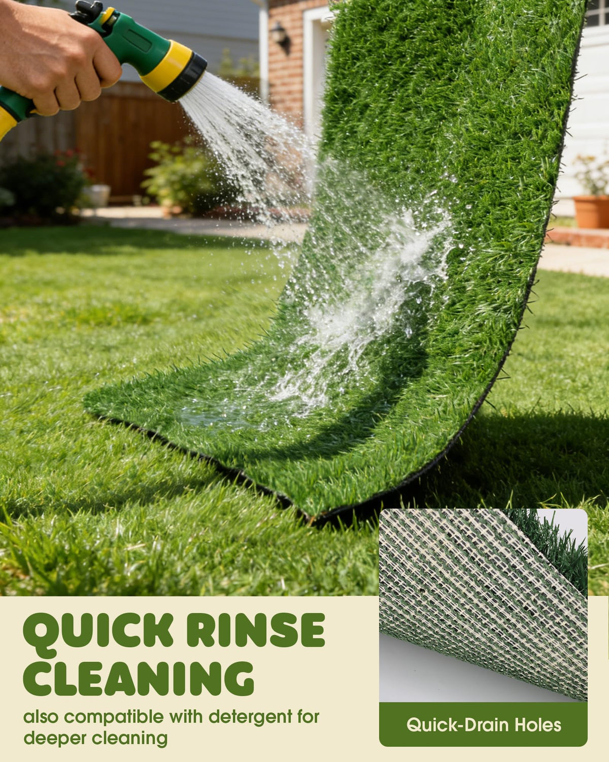 Grass Pad for Dogs Potty, 3-Layer Reusable, Washable, 30 x 20 in I21409