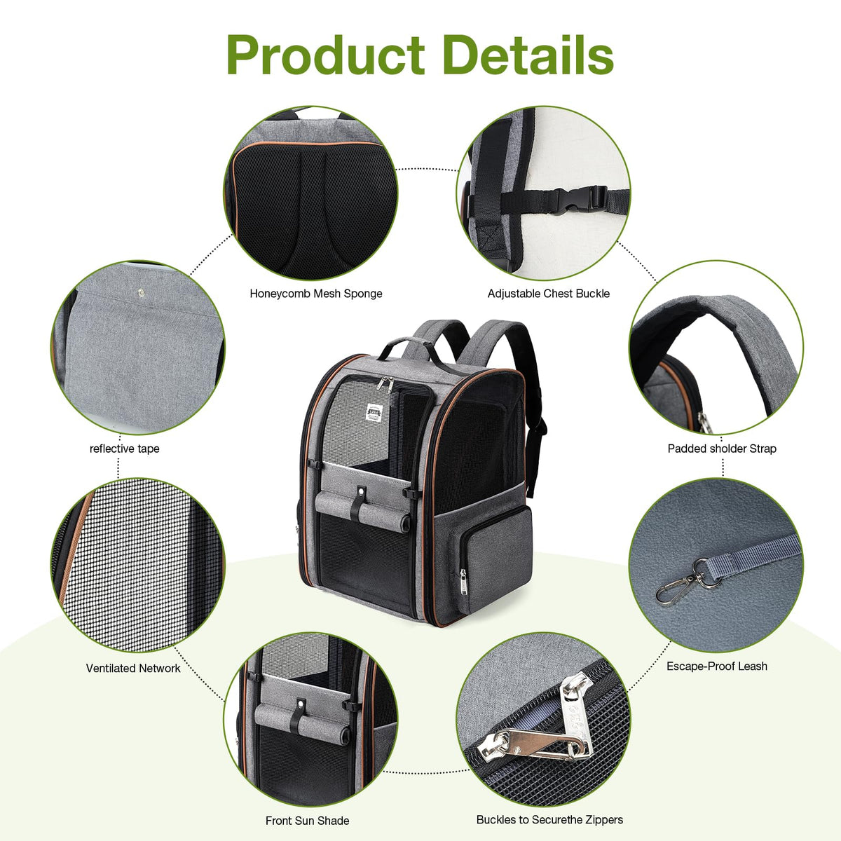 Expandable Cat Carrier Backpack with Sun Shade G8854