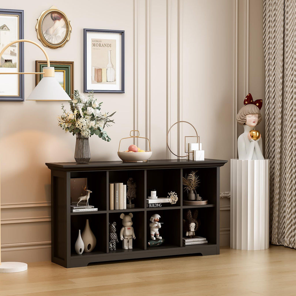 Black 8-Cube Open Bookcase with 2-Tier Low Cabinet P46380
