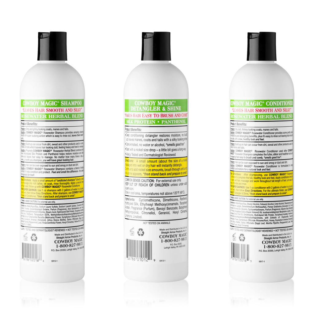 Shampoo + Conditioner + Detangler & Shine 16 Ounce each Silk Panthenol Honey O99894