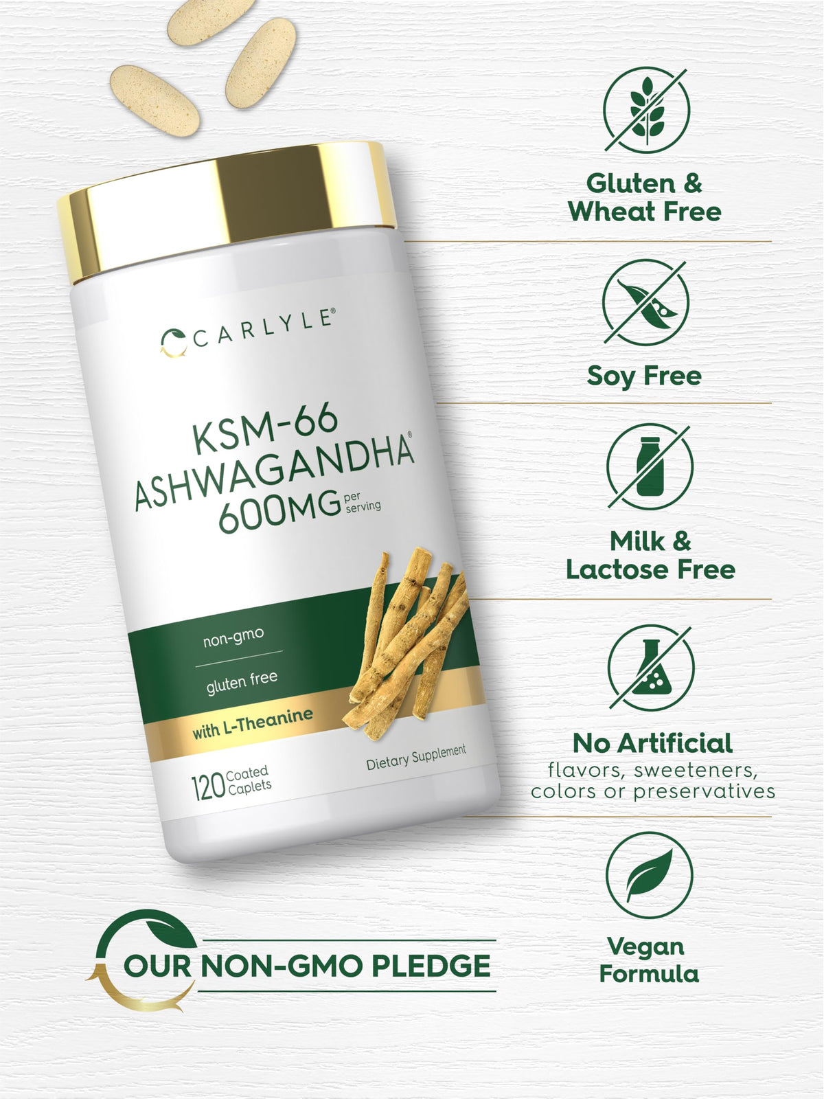 Ashwagandha Root Extract 600mg 120 Vegan Caplets L2120