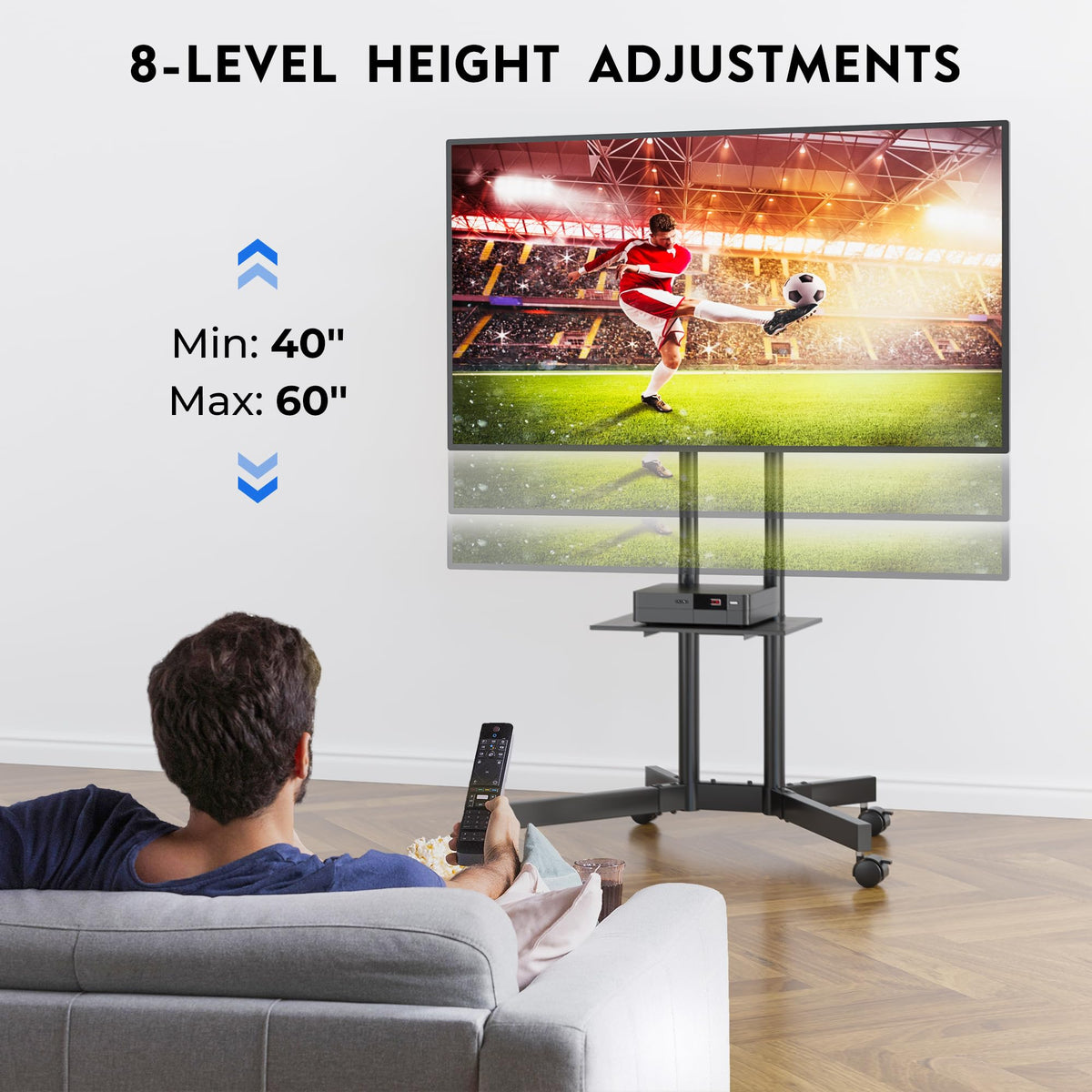 Rolling TV Stand with Tilt, Black D3294