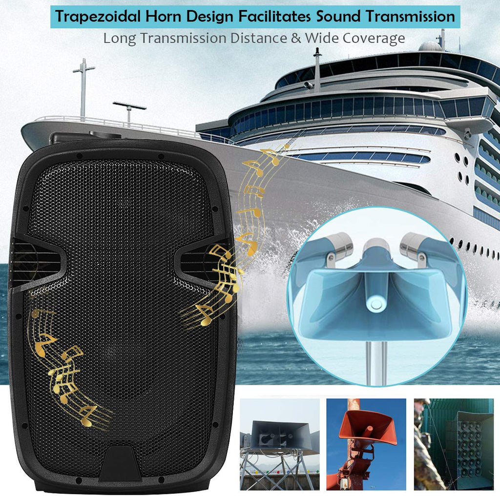 2000W 12" Portable Dual Powered Speakers PA System with Tripod Stands I210209