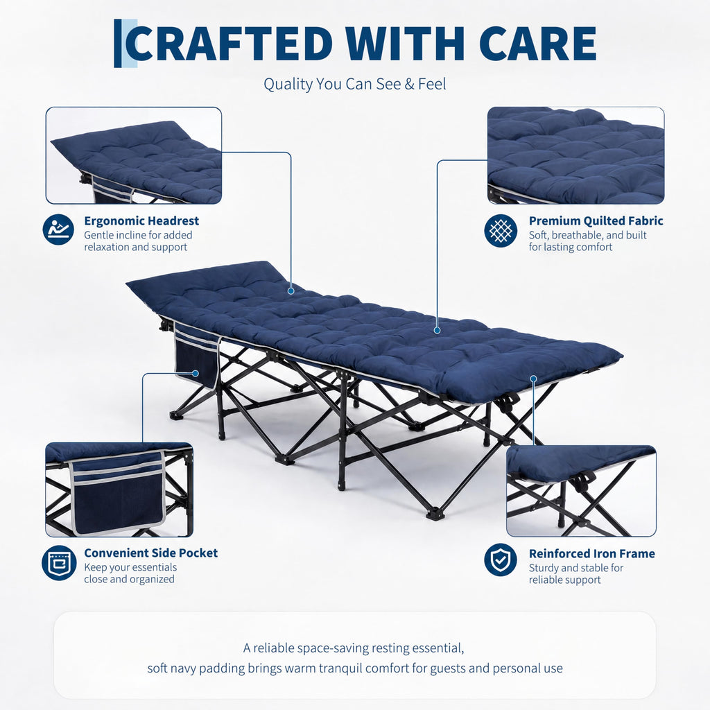 Blue 600 Lb Capacity Folding Camping Cot F6473
