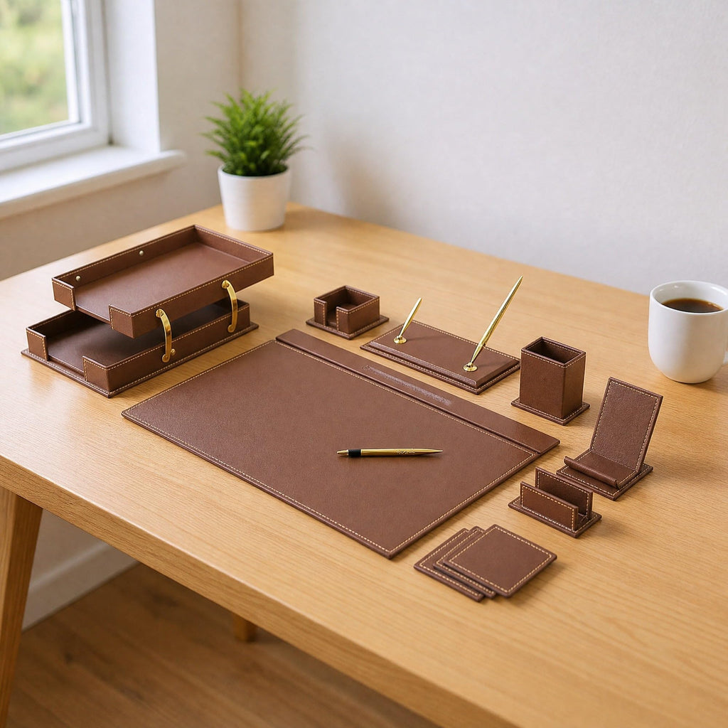 12-Piece Leather Desk Organizer Set P966