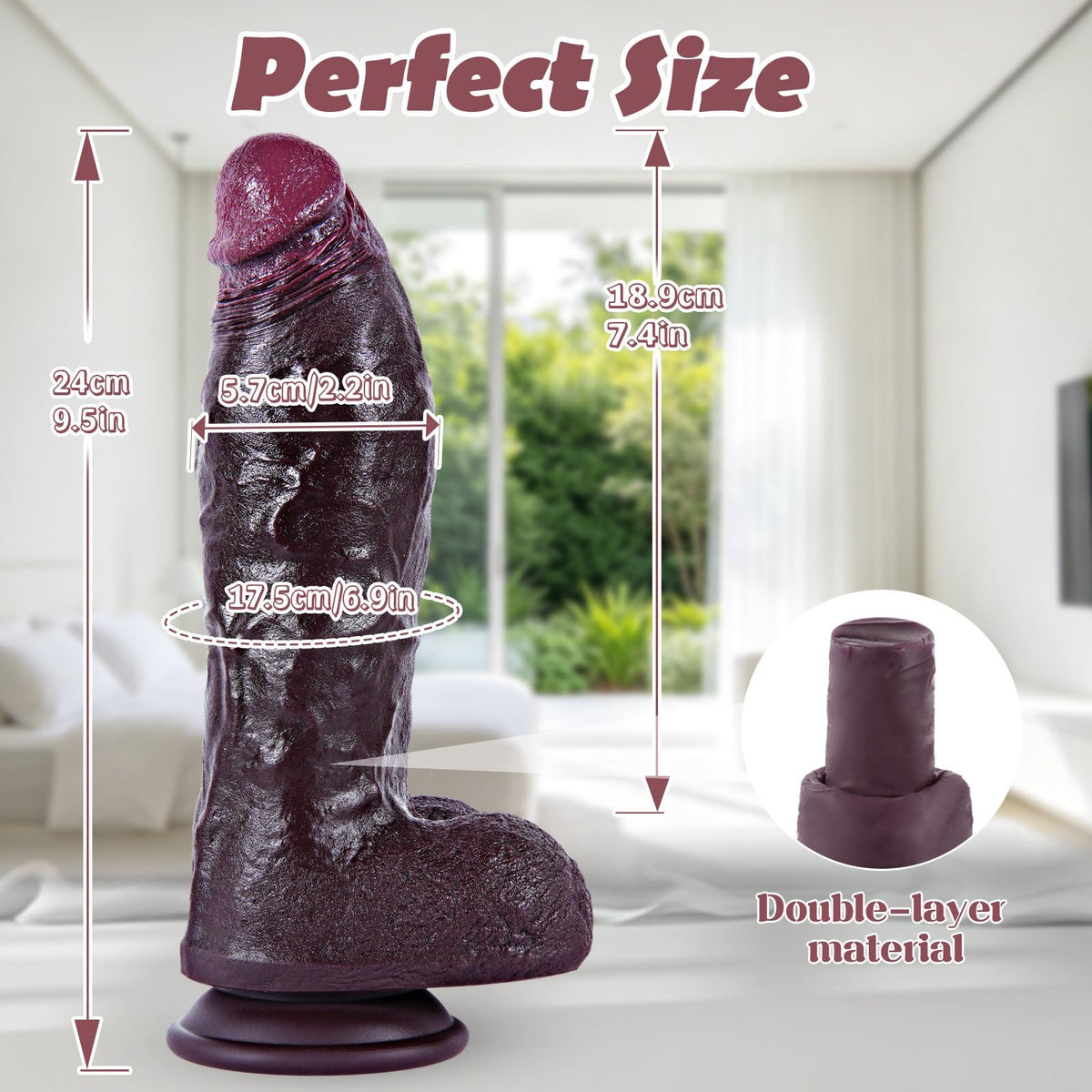 9.7" Dual Density Black Dildo with Suction Cup B58427