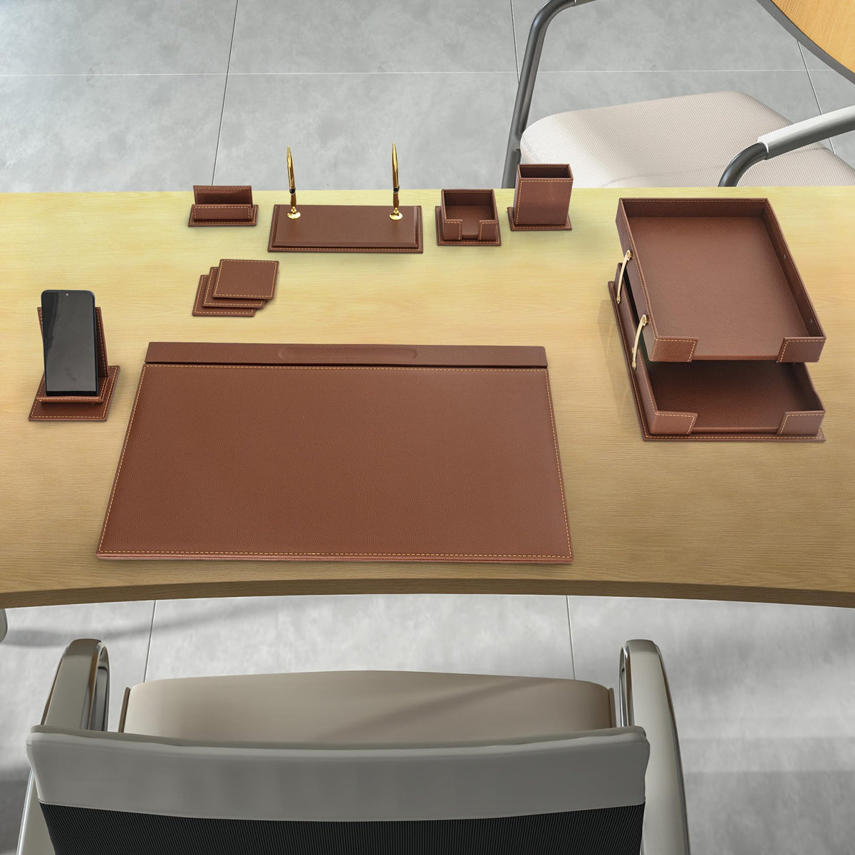 12-Piece Leather Desk Organizer Set P966