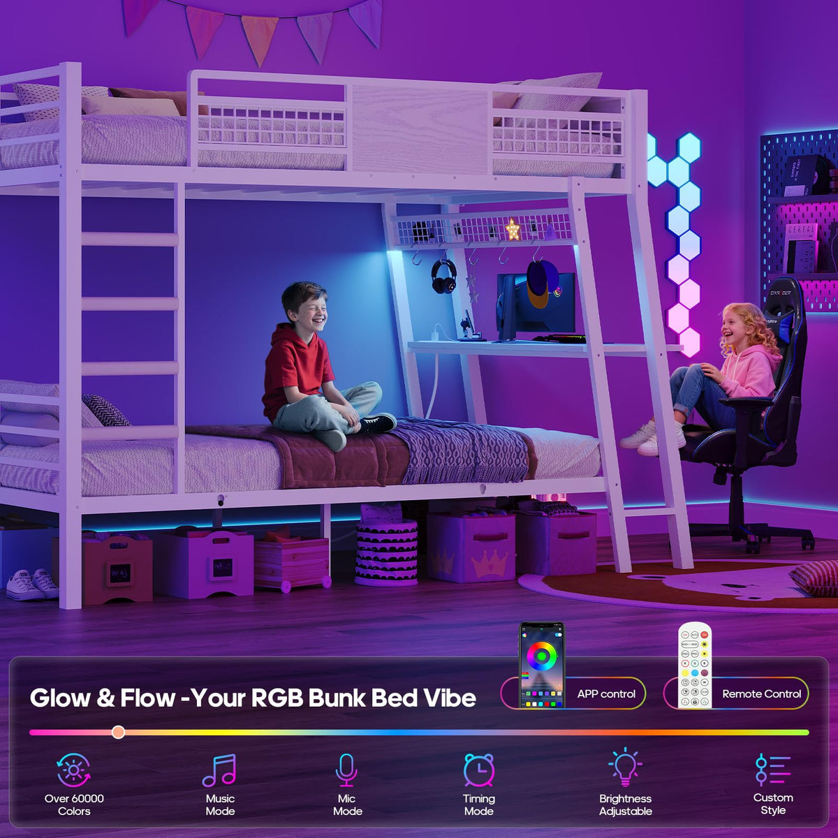 Twin Over Twin Bunk Beds with Desk C708