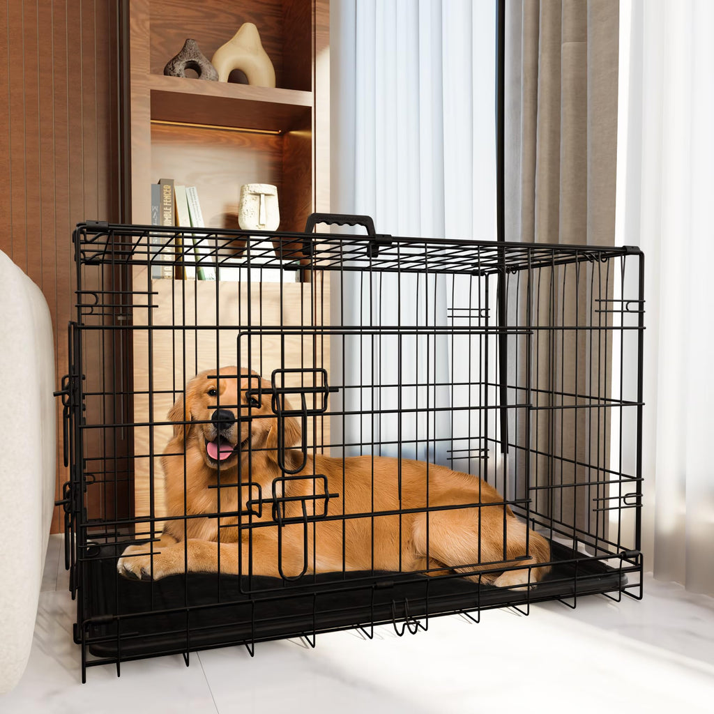 Foldable Metal Wire Dog Crate with Divider 48 Inch Z23881