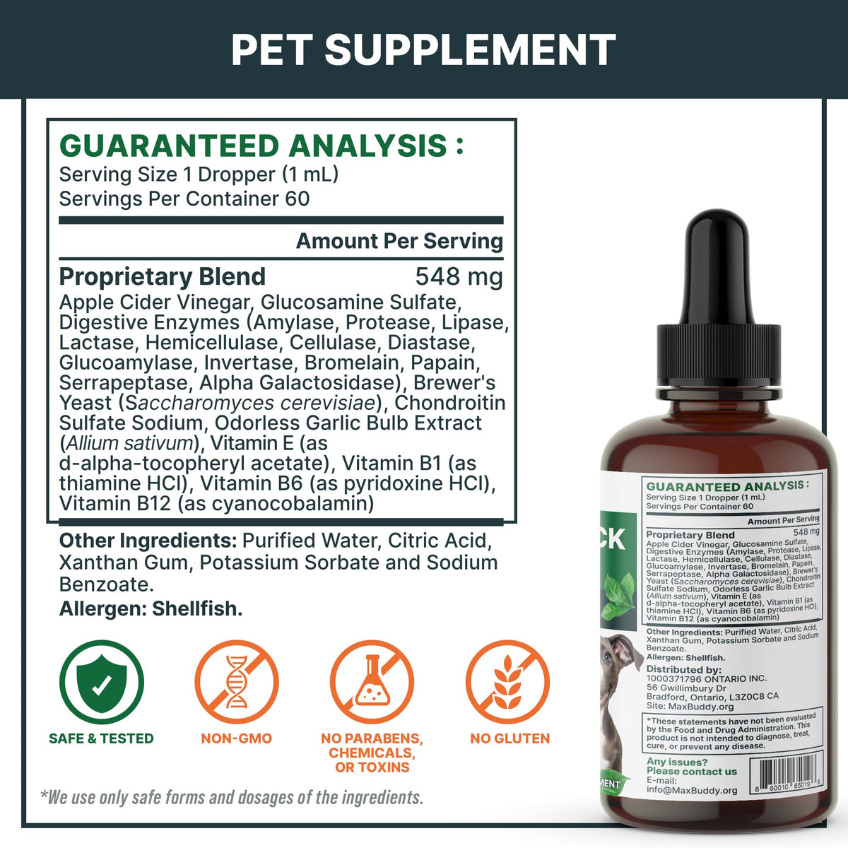 Natural Flea and Tick Oral Supplement Drops for Dogs and Cats L8803