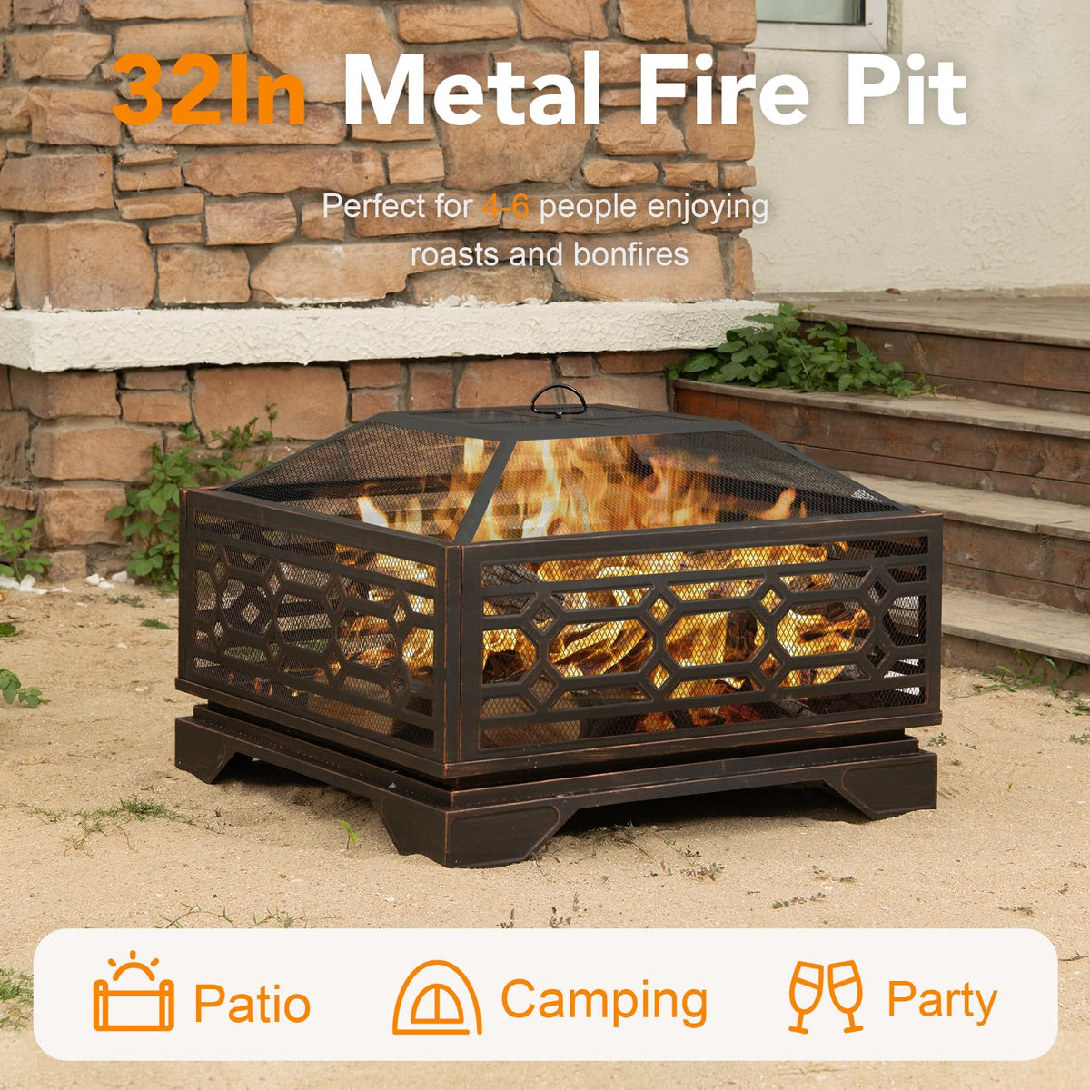 32 Inch Wood Burning Outdoor Fire Pit M16064