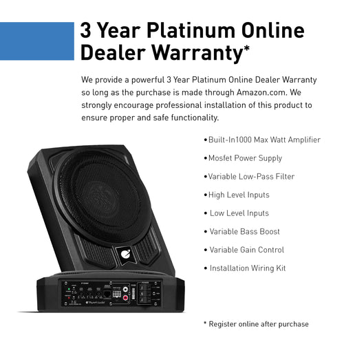 10 Inch 1000 Watt Powered Car Subwoofer and Wiring Kit X1610