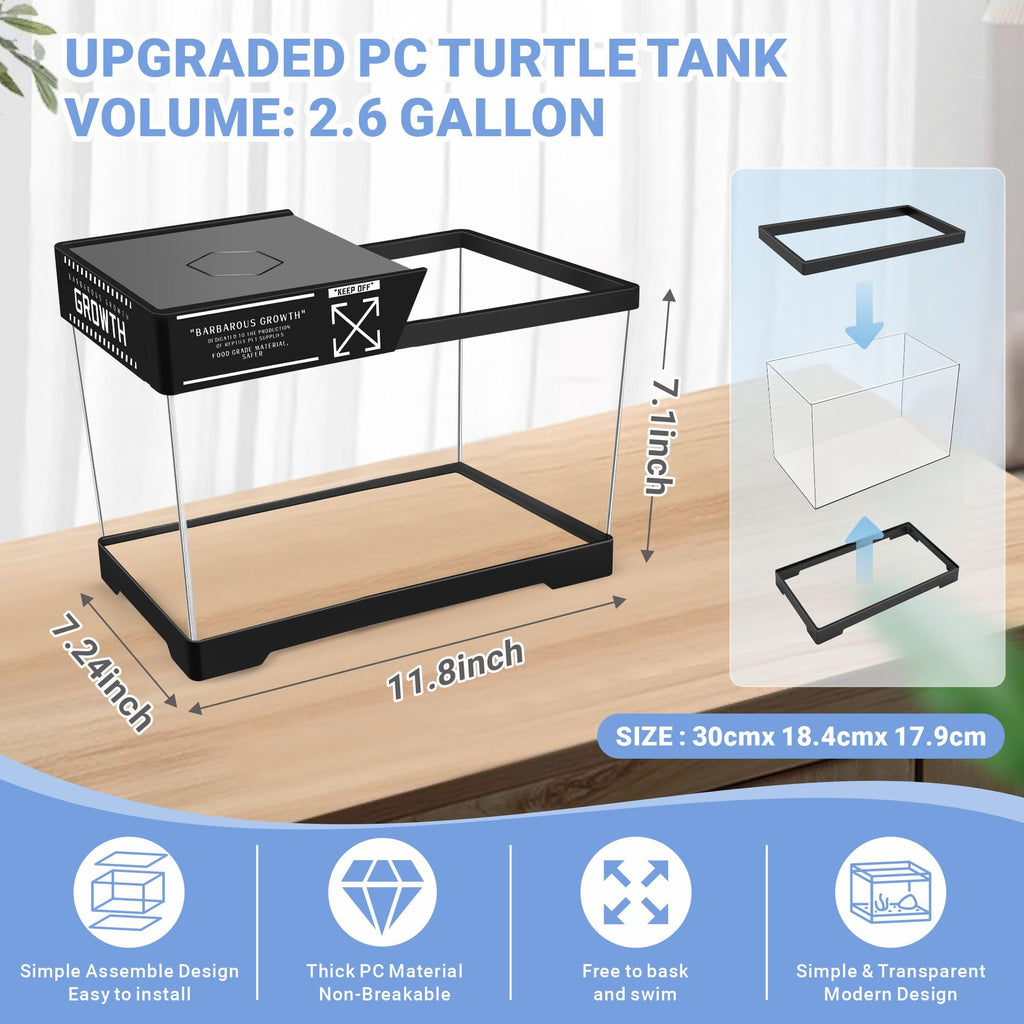 Mini Turtle Tank Kit with Adjustable Lamp and Lid P224333