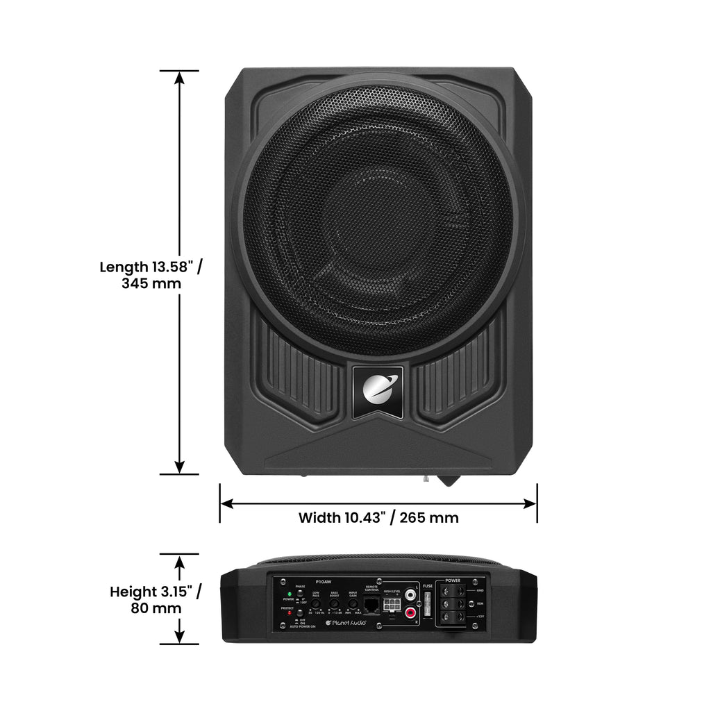 10 Inch 1000 Watt Powered Car Subwoofer and Wiring Kit X1610