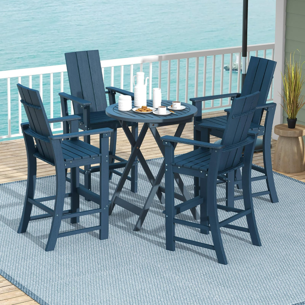 52” Tall HDPE Adirondack Chair Set of 4 Navy U1068