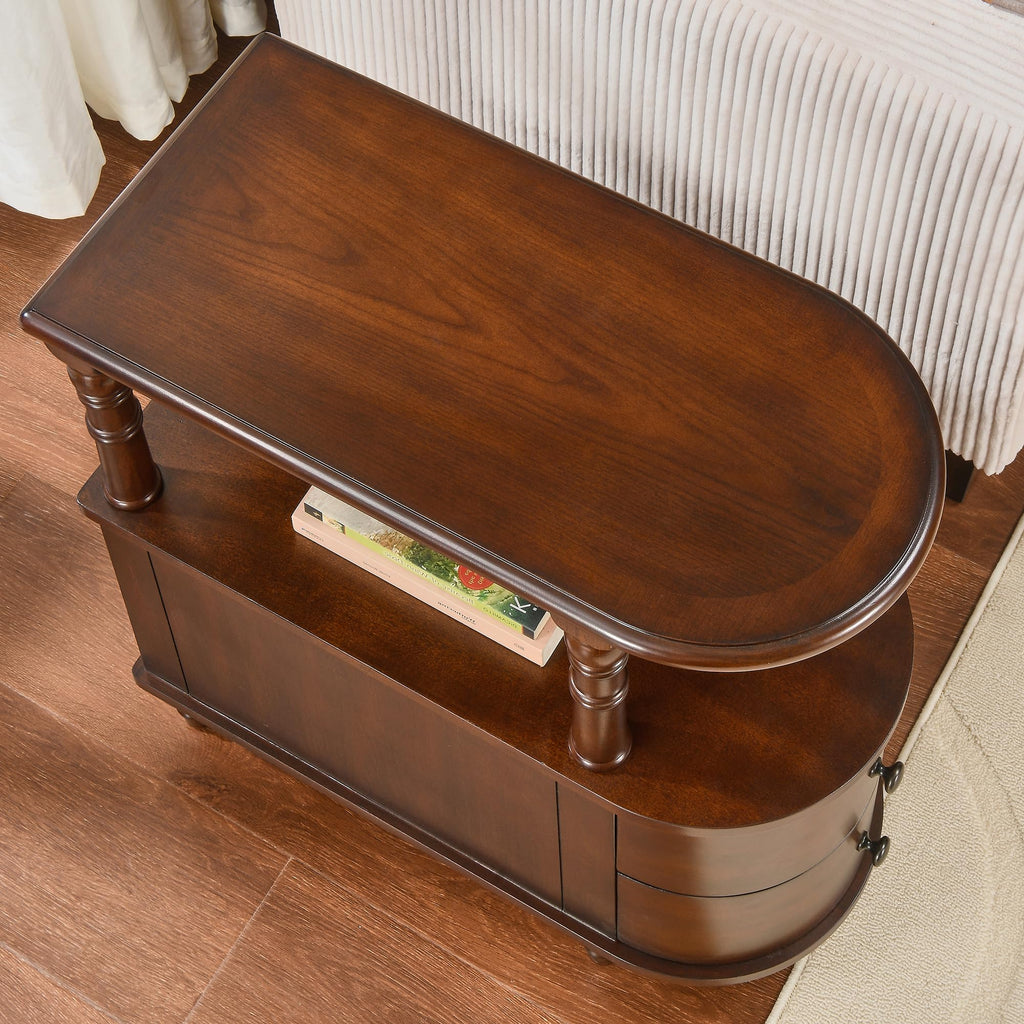 Solid Wood End Table with 2 Drawers S77320