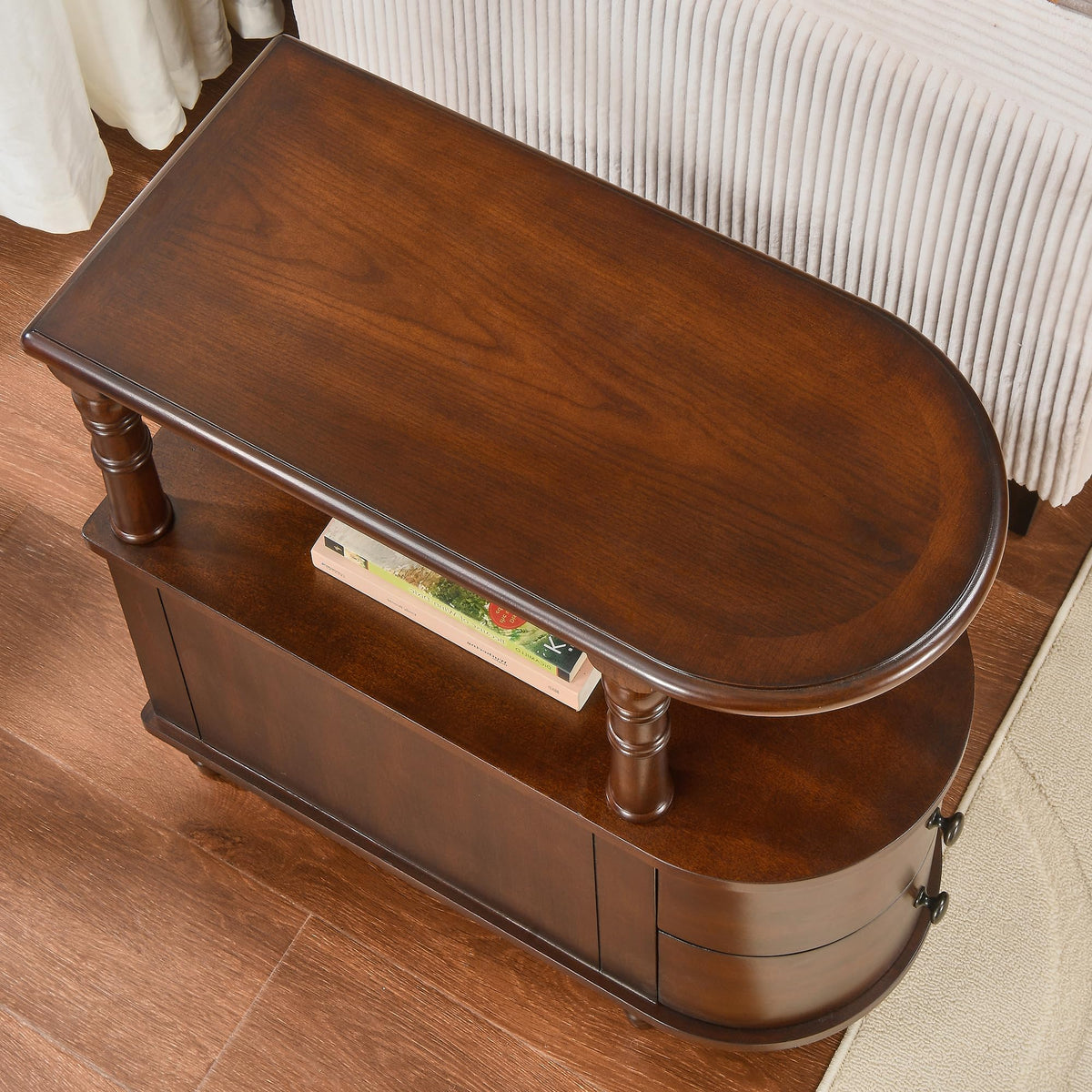 Solid Wood End Table with 2 Drawers S77320