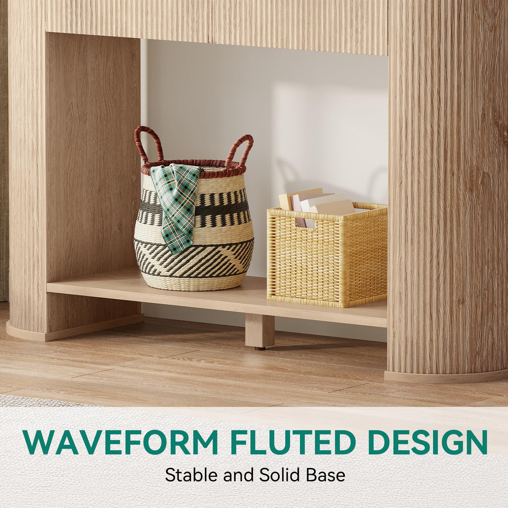 47.2" Oak Console Table with 2 Drawers & Shelf A21144
