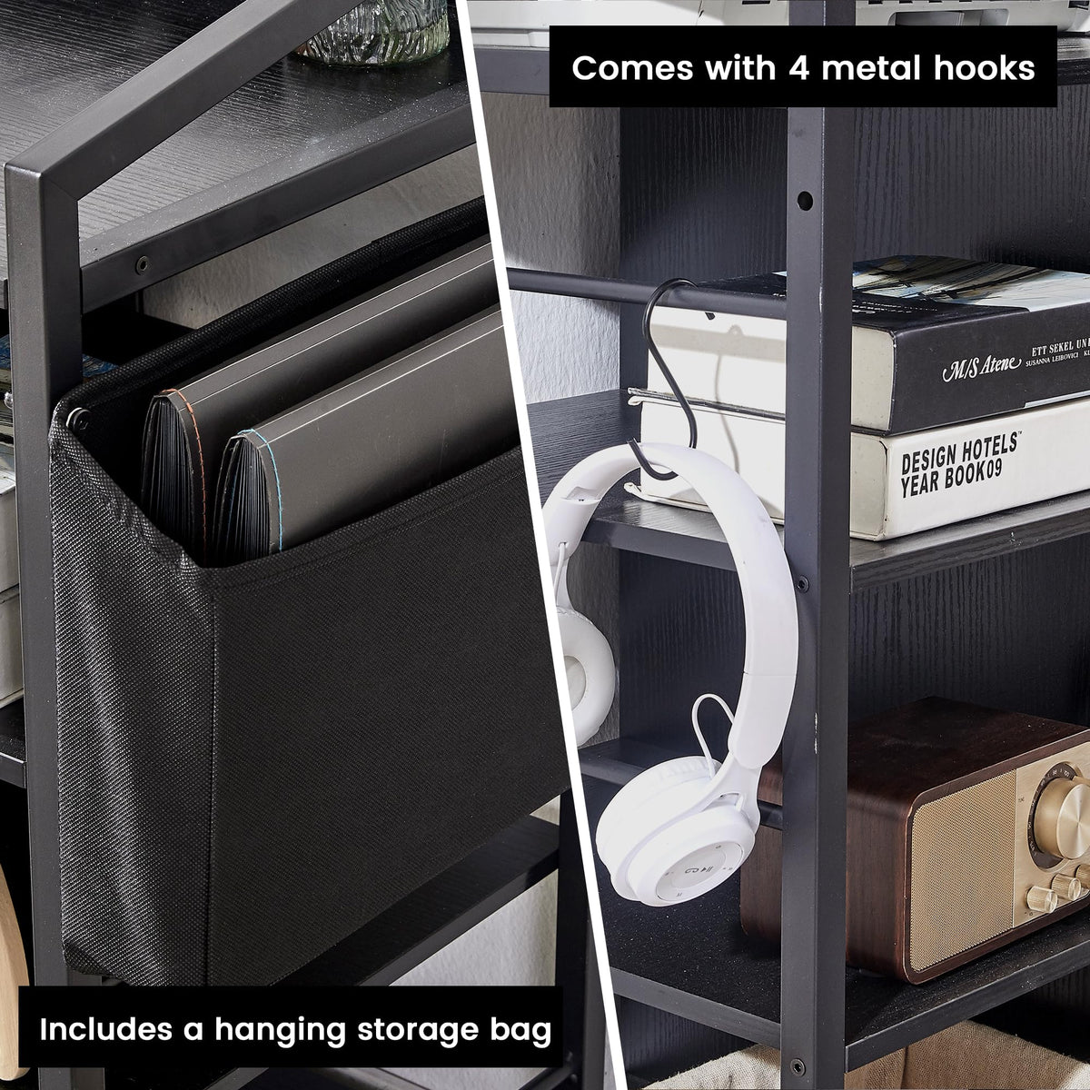 45" Black 2 Drawer File Cabinet with Lock and Power Outlet J742949