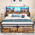 Queen Bed Frame with Storage Headboard and 2 Drawers Y730868